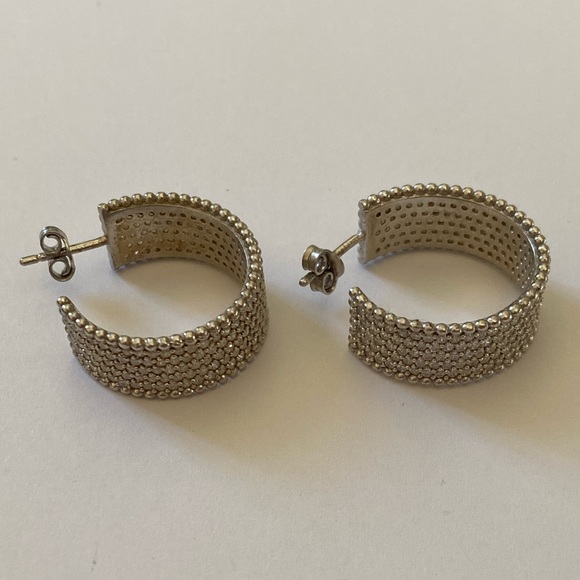 925 silver baguette cz hoops earrings - Picture 3 of 3
